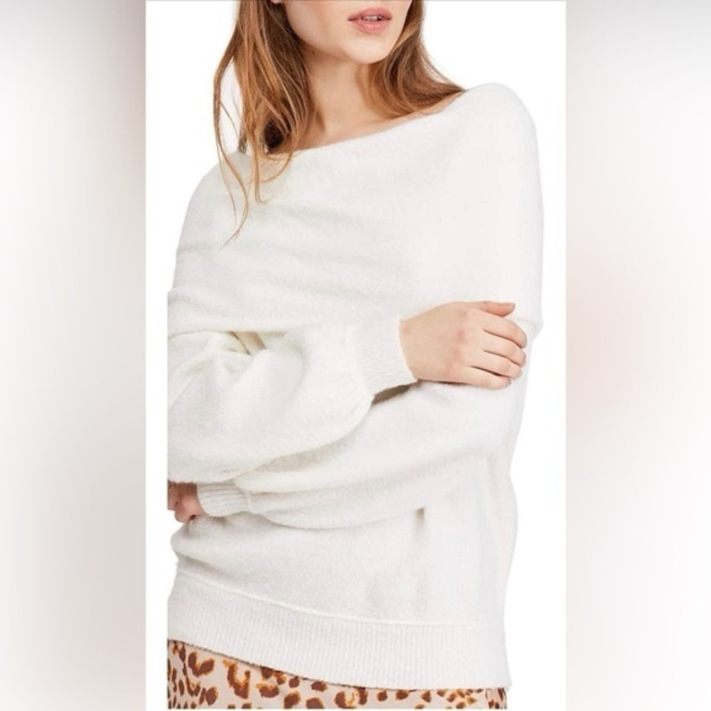 Free People Echo Beach Pullover Sweater Wool Blend Ivory Small